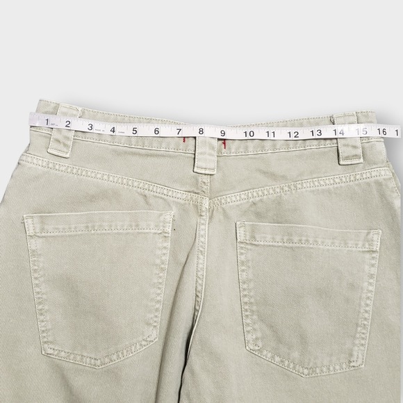 Zara Woman Barrel Jeans Sage Green Denim High Rise Baggy Cropped Size 6 - Picture 8 of 12
